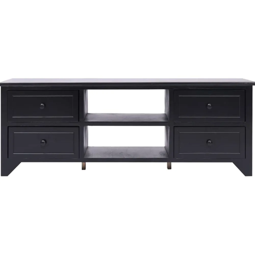 Meubles Tv-vidaXL Meuble TV 108x30x40 cm Bois de Paulownia solide Noir
