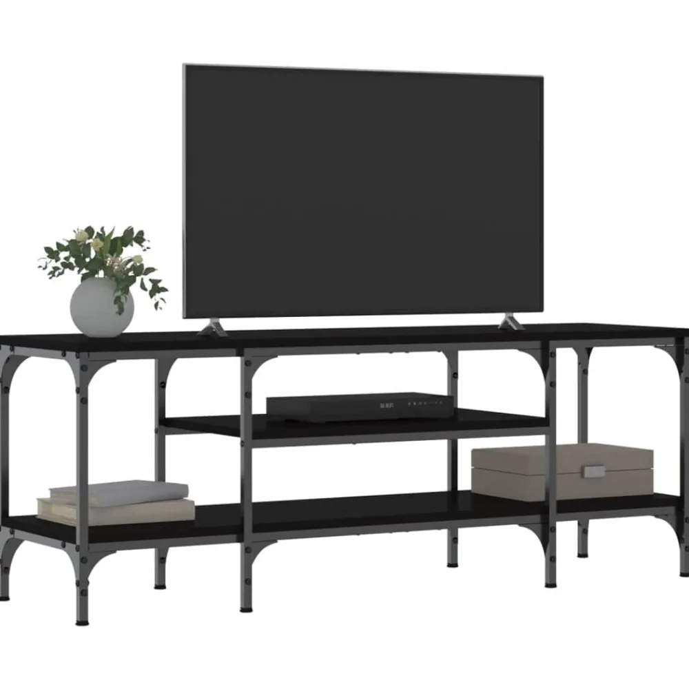 vidaXL Meuble TV 121x35x45 cm bois d'ingénierie et fer