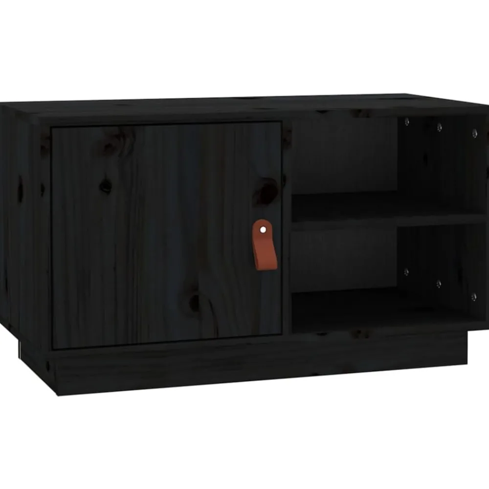 Meubles Tv-vidaXL Meuble TV 70x34x40 cm Bois de pin massif Noir