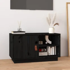 Meubles Tv-vidaXL Meuble TV 70x34x40 cm Bois de pin massif Noir