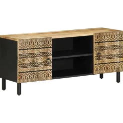 Armoires & Meubles De Rangement-vidaXL Meuble TV noir 105x33,5x46 cm bois massif manguier brut