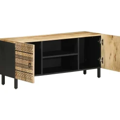 Armoires & Meubles De Rangement-vidaXL Meuble TV noir 105x33,5x46 cm bois massif manguier brut
