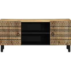 Armoires & Meubles De Rangement-vidaXL Meuble TV noir 105x33,5x46 cm bois massif manguier brut