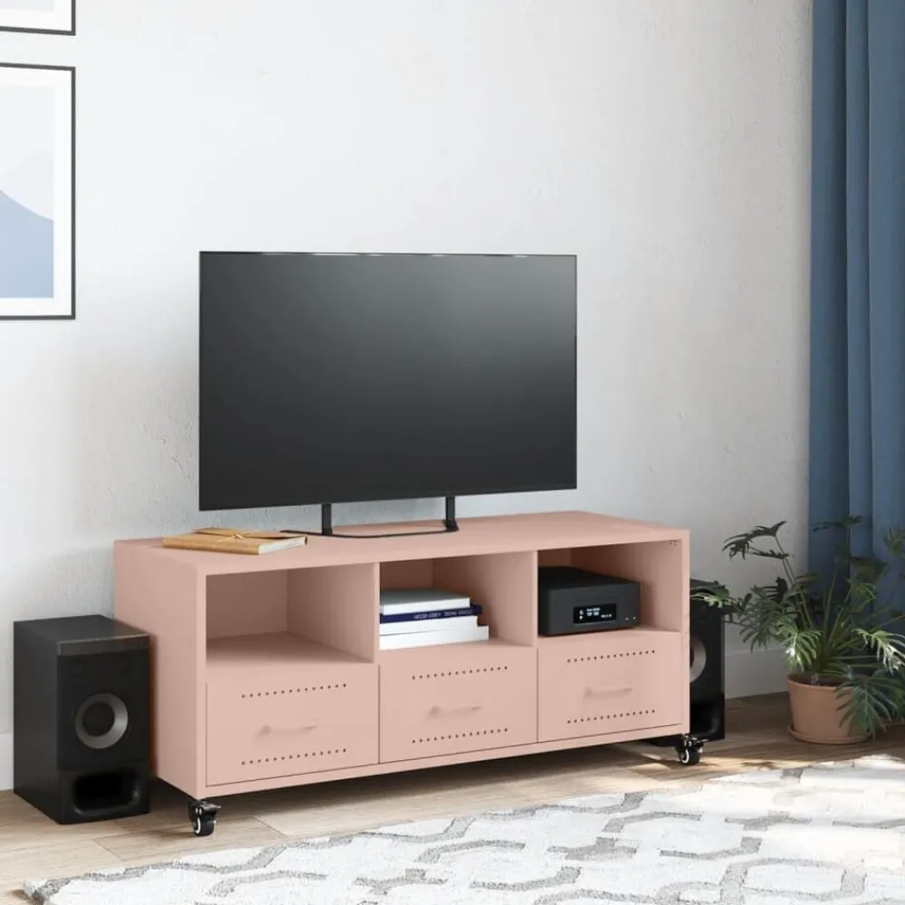 Meubles Tv-vidaXL Meuble TV 100,5x39x43,5 cm acier Rose