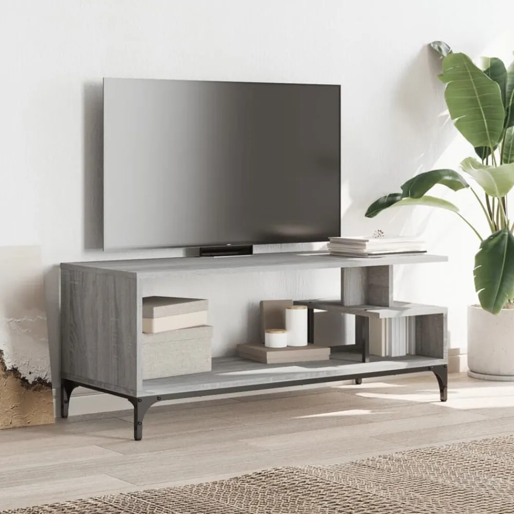 Meubles Tv-vidaXL Meuble TV bois ingénierie et acier enduit de poudre Sonoma gris