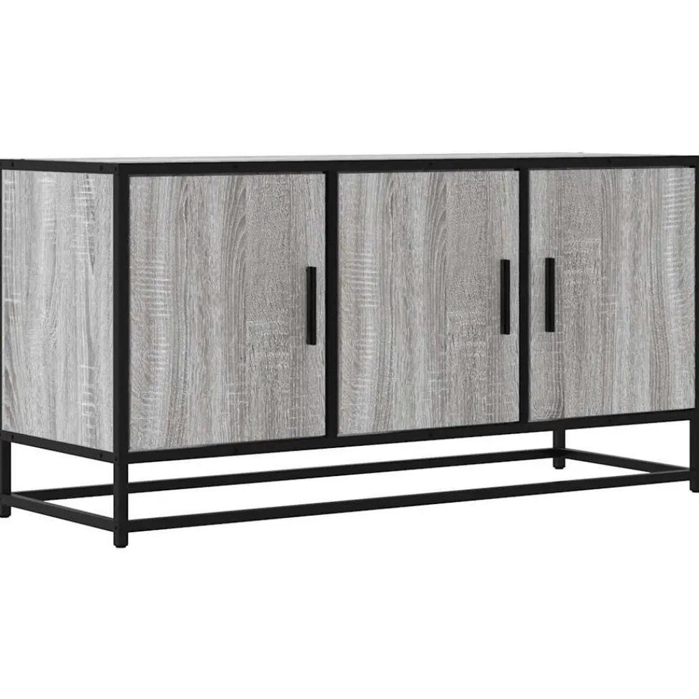 Meubles Tv-vidaXL Meuble TV 100x35x50 cm bois d'ingénierie et métal Sonoma gris