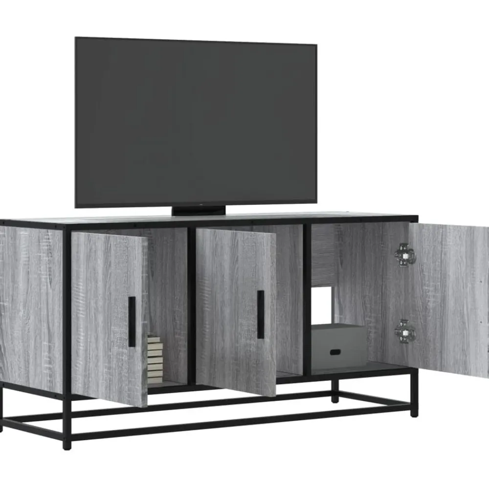 Meubles Tv-vidaXL Meuble TV 100x35x50 cm bois d'ingénierie et métal Sonoma gris