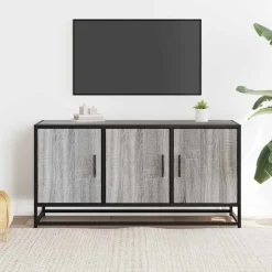 Meubles Tv-vidaXL Meuble TV 100x35x50 cm bois d'ingénierie et métal Sonoma gris