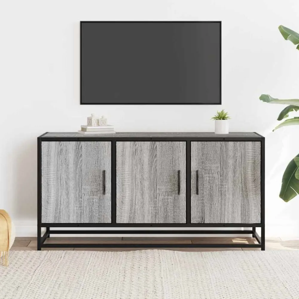 Meubles Tv-vidaXL Meuble TV 100x35x50 cm bois d'ingénierie et métal Sonoma gris