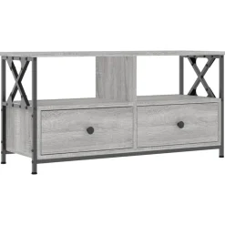 Meubles Tv-vidaXL Meuble TV 90x33x45 cm bois d'ingénierie et fer Sonoma gris