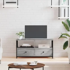 Meubles Tv-vidaXL Meuble TV 90x33x45 cm bois d'ingénierie et fer Sonoma gris