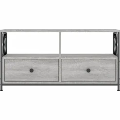 Meubles Tv-vidaXL Meuble TV 90x33x45 cm bois d'ingénierie et fer Sonoma gris