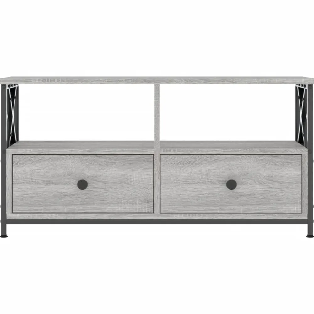 Meubles Tv-vidaXL Meuble TV 90x33x45 cm bois d'ingénierie et fer Sonoma gris