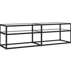 Meubles Tv-vidaXL Meuble TV Transparent 140x40x40,5 cm Verre trempé Noir et transparent
