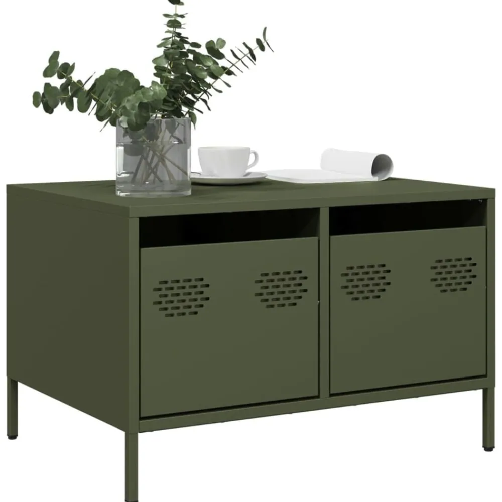 Meubles Tv-vidaXL Meuble TV olive 68x50x43,5 cm acier laminé à froid Vert