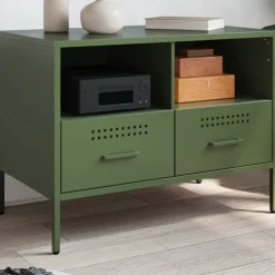 vidaXL Meuble TV olive 68x39x50,5 cm acier