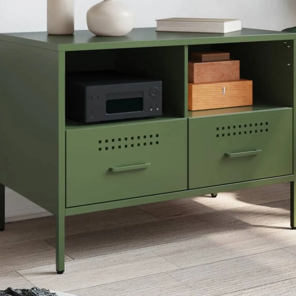 vidaXL Meuble TV olive 68x39x50,5 cm acier