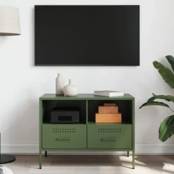 vidaXL Meuble TV olive 68x39x50,5 cm acier