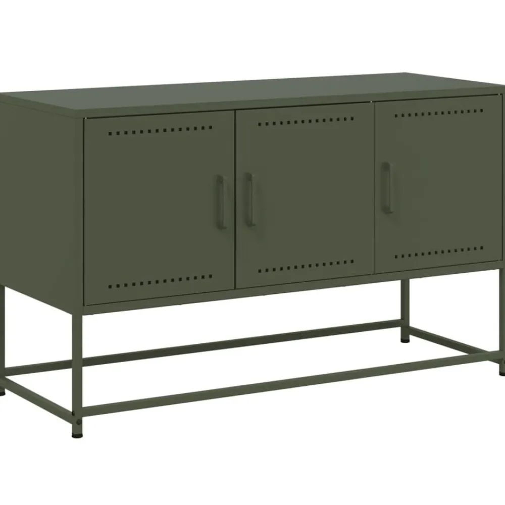 vidaXL Meuble TV olive 100,5x39x60,5 cm acier
