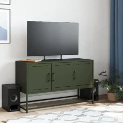 vidaXL Meuble TV olive 100,5x39x60,5 cm acier