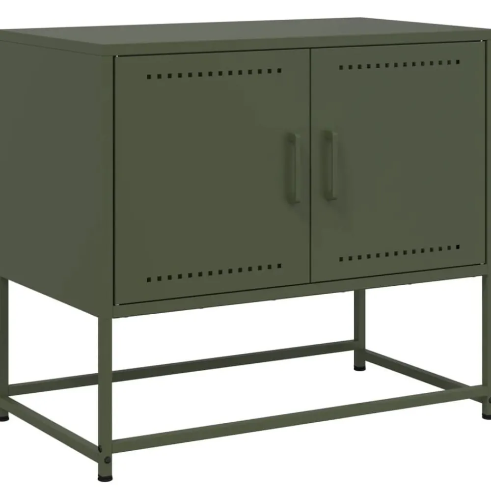 vidaXL Meuble TV olive 68,5x39x60,5 cm acier