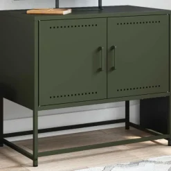 vidaXL Meuble TV olive 68,5x39x60,5 cm acier