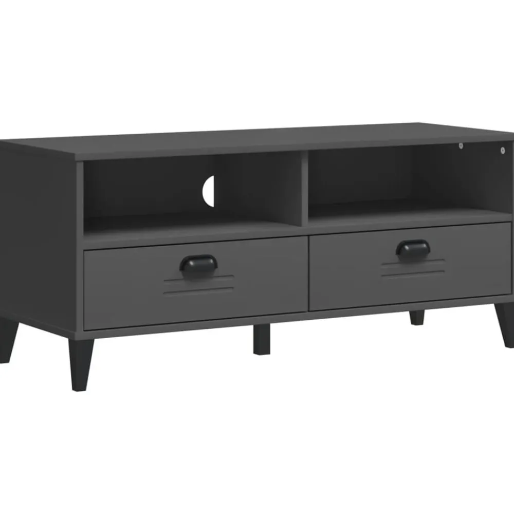 Meubles Tv-vidaXL Meuble TV VIKEN gris bois de pin solide Anthracite