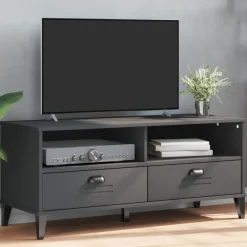 Meubles Tv-vidaXL Meuble TV VIKEN gris bois de pin solide Anthracite