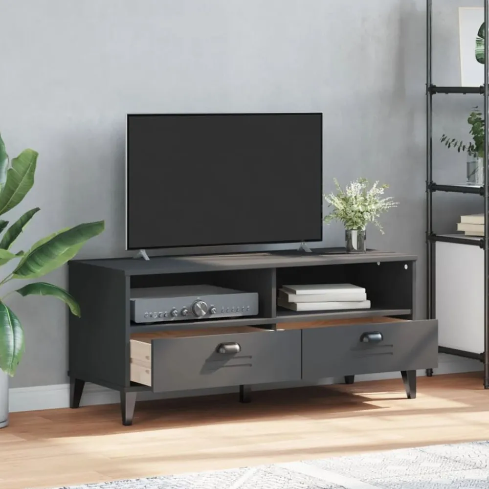 Meubles Tv-vidaXL Meuble TV VIKEN gris bois de pin solide Anthracite