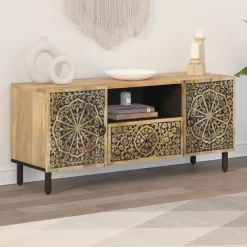 vidaXL Meuble TV 105x33x46 cm Bois massif de manguier