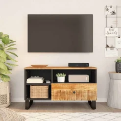 Meubles Tv-vidaXL Meuble TV 80x33x46 cm bois de manguier et d'ingénierie Marron clair