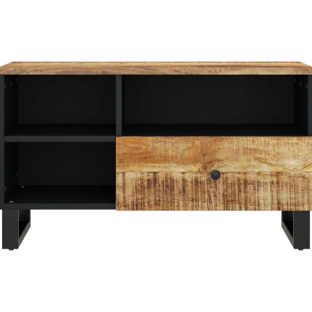 Meubles Tv-vidaXL Meuble TV 80x33x46 cm bois de manguier et d'ingénierie Marron clair