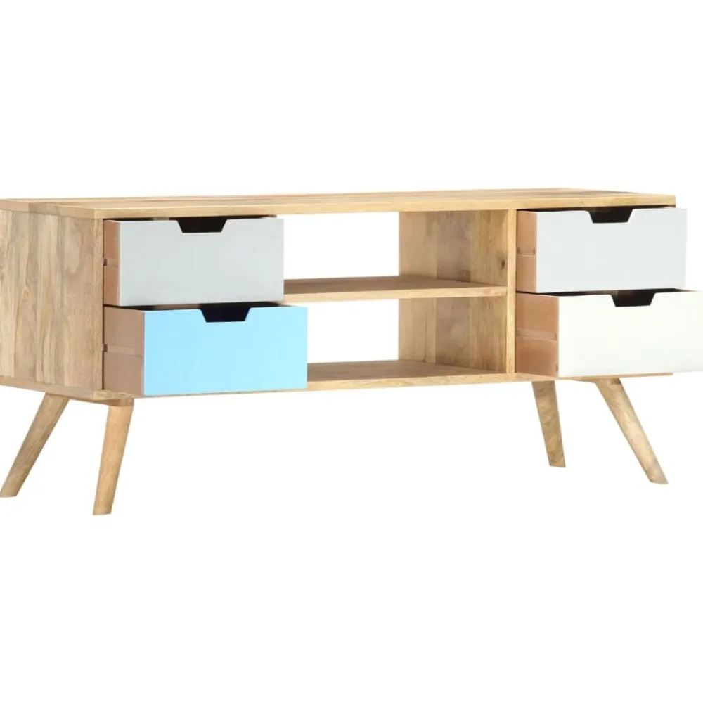 vidaXL Meuble TV 110x35x48 cm Bois de manguier massif