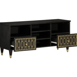 Meubles Tv-vidaXL Meuble TV 100x33x46 cm bois massif de manguier Noir