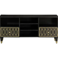 Meubles Tv-vidaXL Meuble TV 100x33x46 cm bois massif de manguier Noir