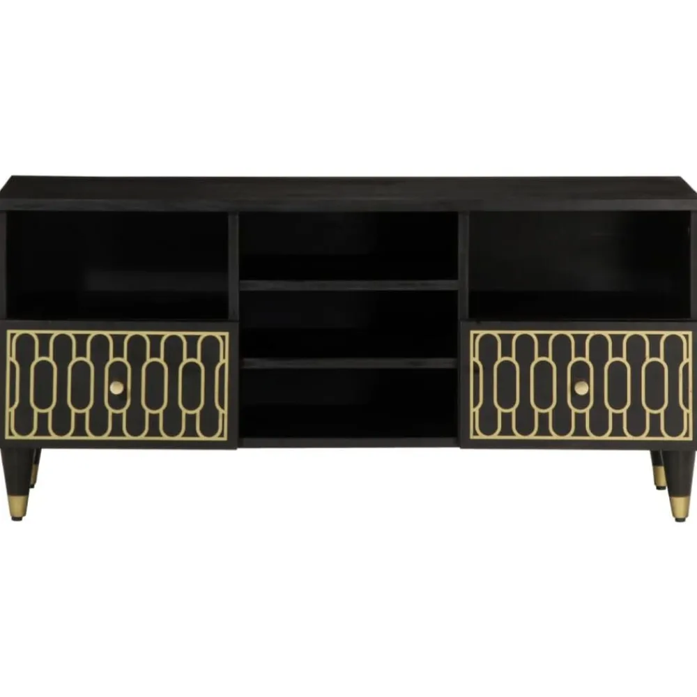 Meubles Tv-vidaXL Meuble TV 100x33x46 cm bois massif de manguier Noir