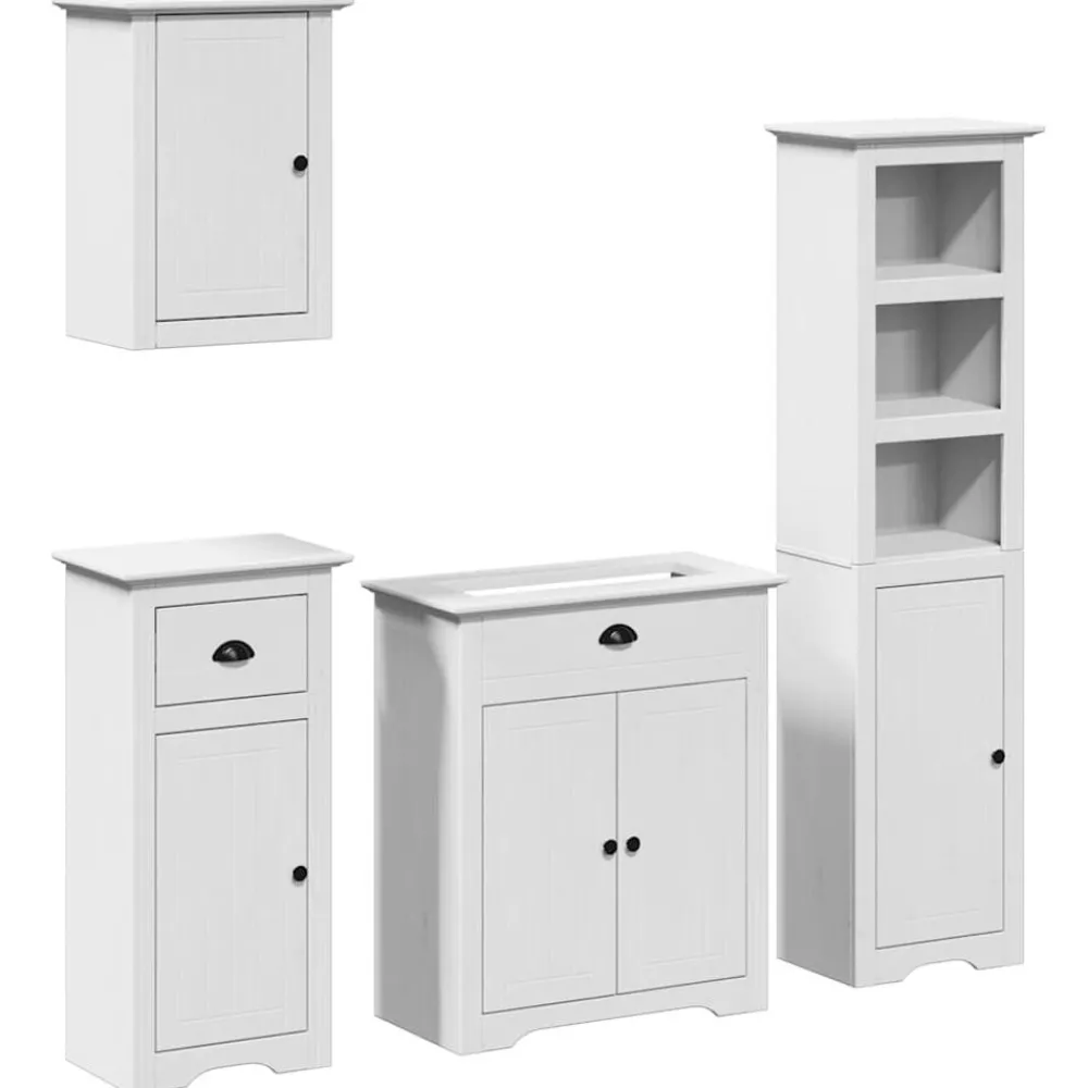 Ensembles De Meubles-vidaXL Meubles de salle de bain 4 pcs BODO bois de pin massif Blanc