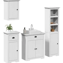 Ensembles De Meubles-vidaXL Meubles de salle de bain 4 pcs BODO bois de pin massif Blanc