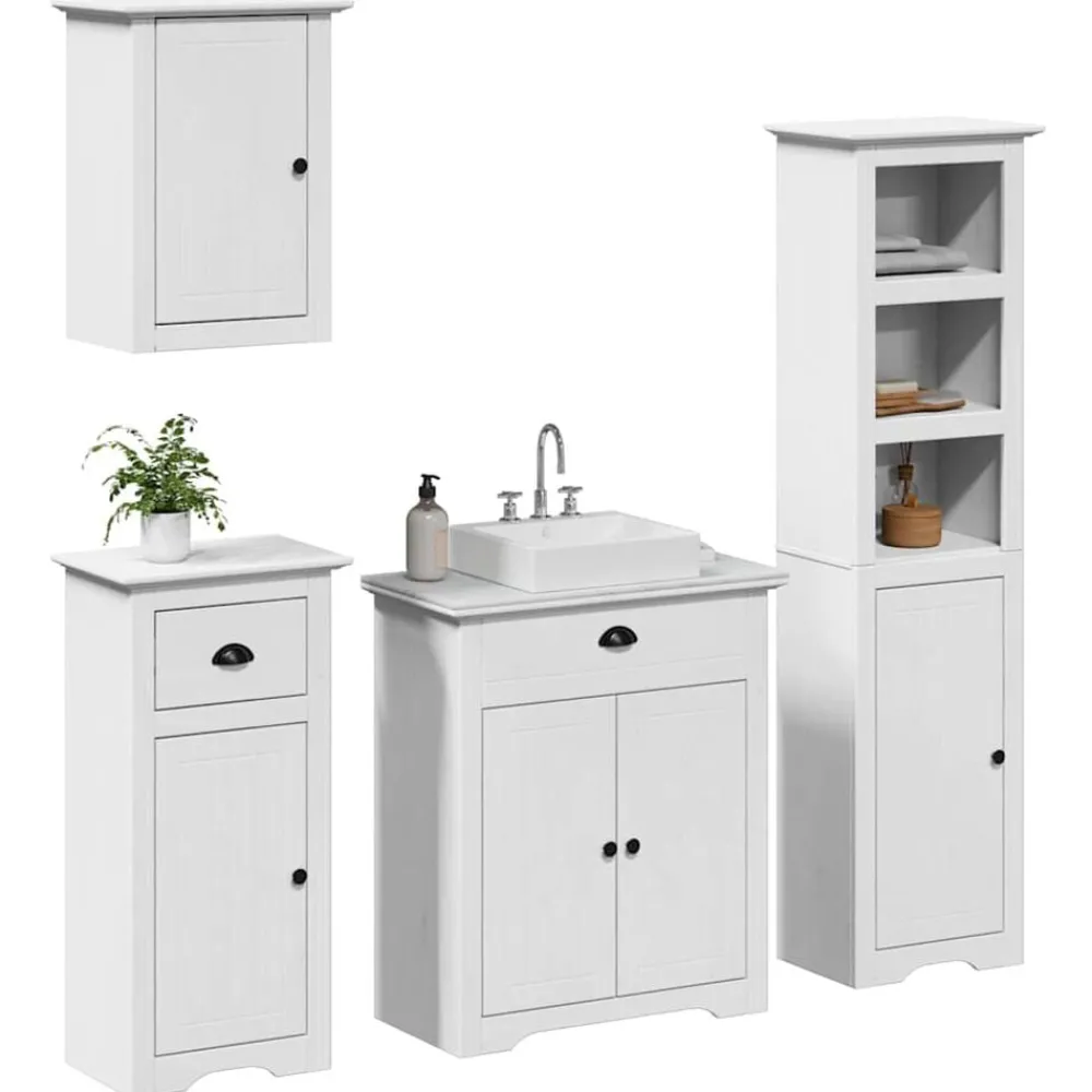 Ensembles De Meubles-vidaXL Meubles de salle de bain 4 pcs BODO bois de pin massif Blanc