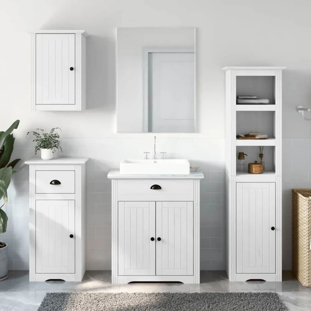 Ensembles De Meubles-vidaXL Meubles de salle de bain 4 pcs BODO bois de pin massif Blanc