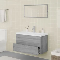 vidaXL Meubles de salle de bain Sonoma gris Bois d'ingénierie