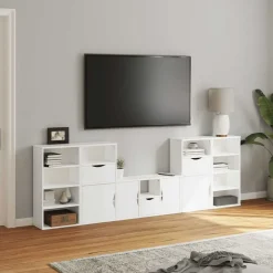 Meubles Tv-vidaXL Meubles TV 5 pcs avec rangement ODDA bois de pin massif Blanc