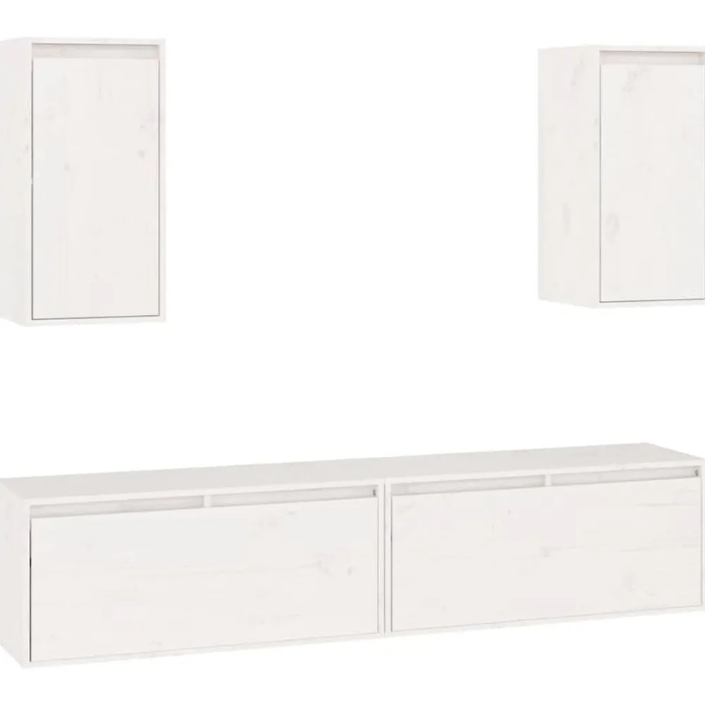 Meubles Tv-vidaXL Meubles TV 4 pcs Bois massif de pin Blanc
