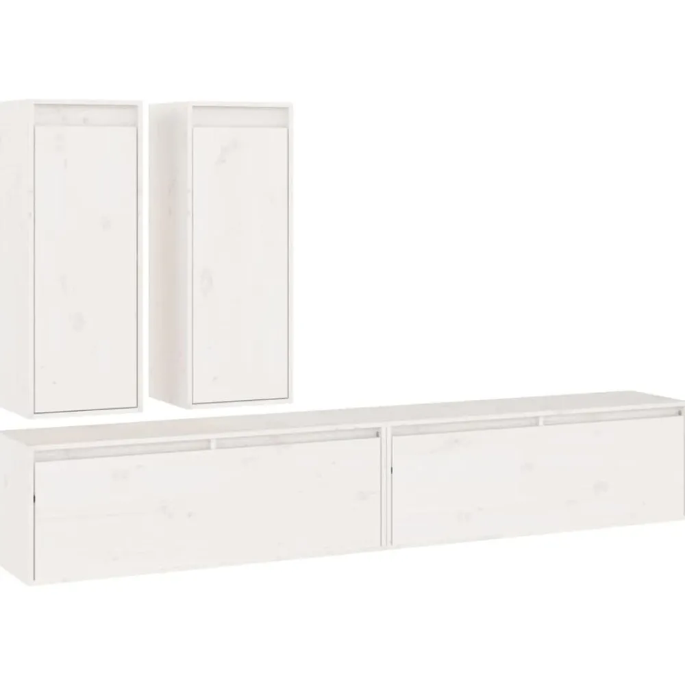 Meubles Tv-vidaXL Meubles TV 4 pcs Bois massif de pin Blanc