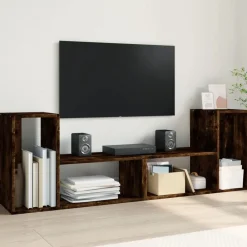 Meubles Tv-vidaXL Meubles TV 2 pcs chêne fumé 75x30x50 cm bois d'ingénierie Ch&ecirc;ne fumé