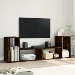 Meubles Tv-vidaXL Meubles TV 2 pcs chêne fumé 75x30x50 cm bois d'ingénierie Ch&ecirc;ne fumé