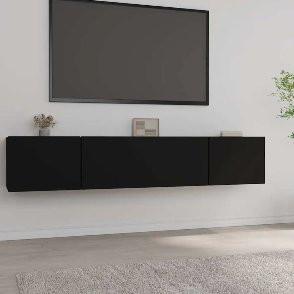 Meubles Tv-vidaXL Meubles TV 2 pcs 80x30x30 cm Bois d'ingénierie Noir