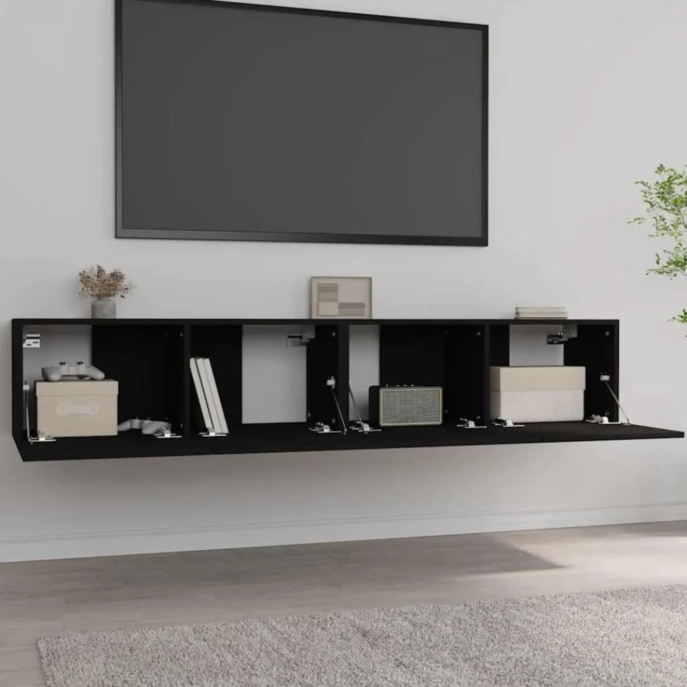 Meubles Tv-vidaXL Meubles TV 2 pcs 80x30x30 cm Bois d'ingénierie Noir
