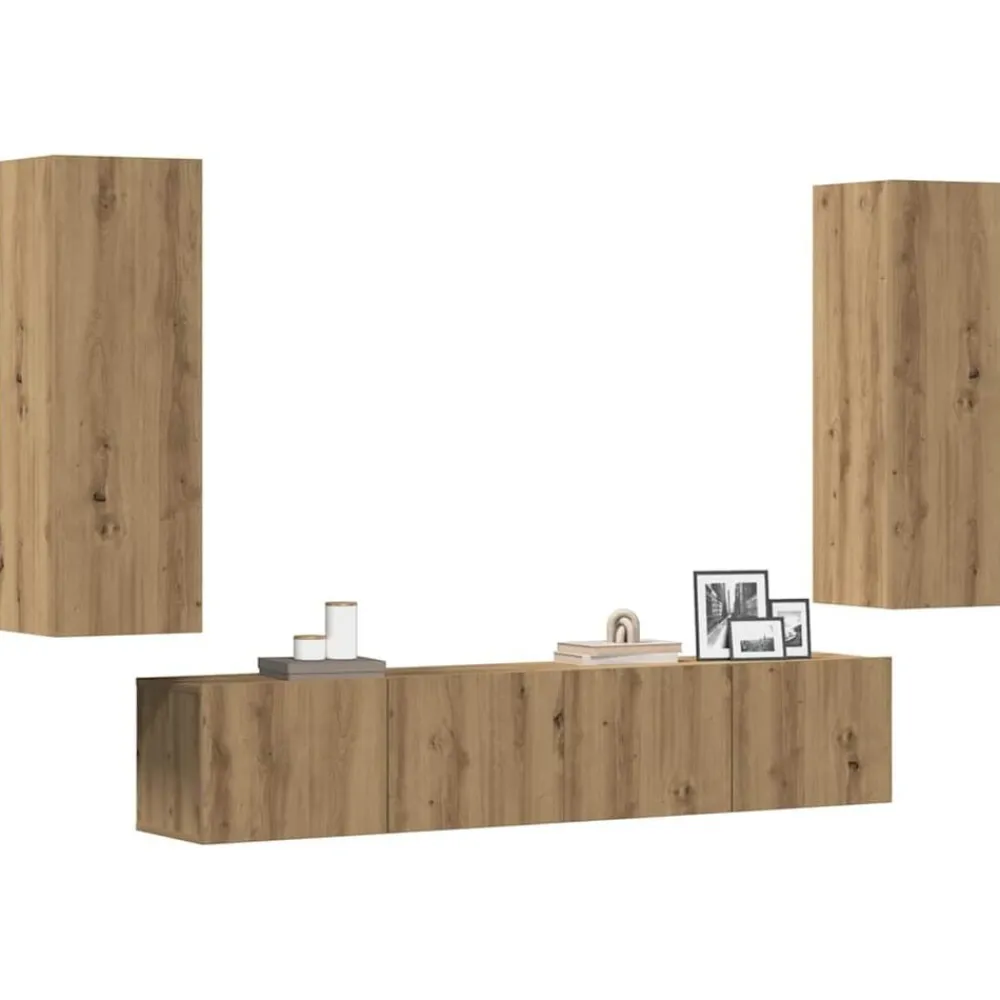 Meubles Tv-vidaXL Meubles TV muraux 4 pcs chêne artisanal bois d'ingénierie chêne artisanal