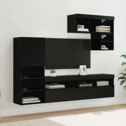 vidaXL Meubles TV muraux 6 pcs Chêne noir Bois d'ingénierie